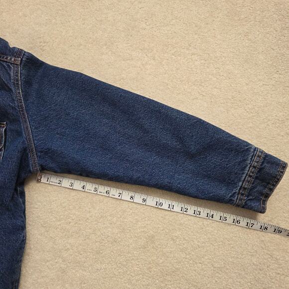Old Navy Women's L Denim Sherpa Lined Jean Jacket Button Up Pockets Blue - Picture 13 of 16
